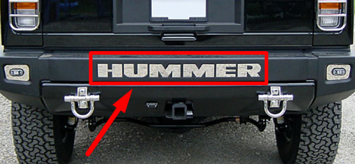 WM741258 Wmax (Lettere adesive cromate paraurti posteriore Hummer H2)