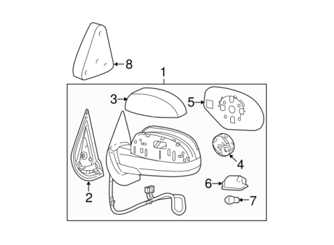 25831236 GM (OUTSIDE MIRROR & GLASS ASSEMBLY)