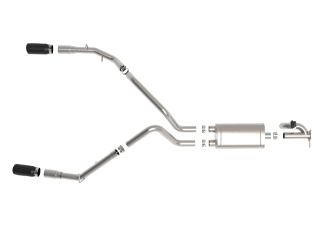 49-32081-B aFe Power (Gemini XV 3 IN 304 Stainless Steel Cat-Back Exhaust System w/ Cut-Out Black)