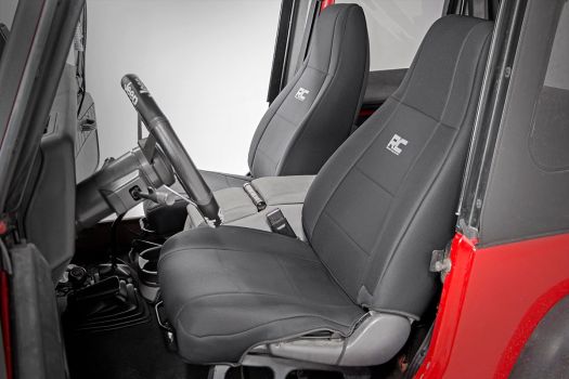 91009 Rough Country (JEEP NEOPRENE SEAT COVER SET | BLACK [91-95 WRANGLER YJ])