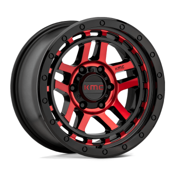 KM54078550918 KMC Wheels (Cerchio KMC Recon Nero lucido con tinta rossa 17X8.5 +18 Offset)