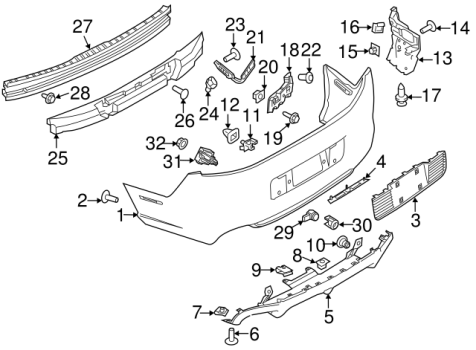 CR3Z17D943A Ford (Supporto paraurti posteriore lato guida)