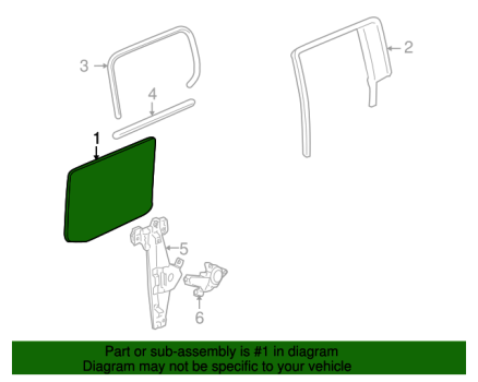 15821204 GM (Door Glass - Rear Passenger Side (Right) w/ out Privacy)