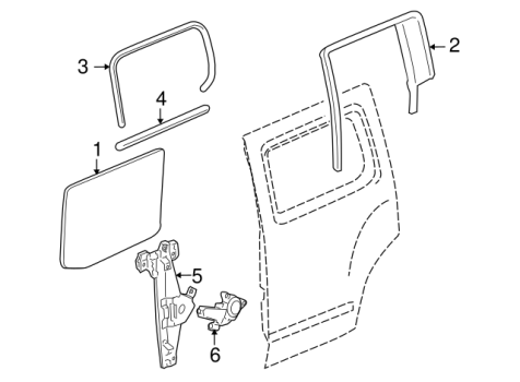 15821204 GM (Door Glass - Rear Passenger Side (Right) w/ out Privacy)