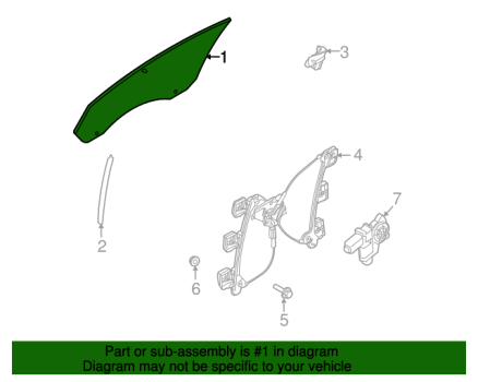 4R3Z7621411AA Ford (Door Glass - Driver side (Left) - Convertible version only)