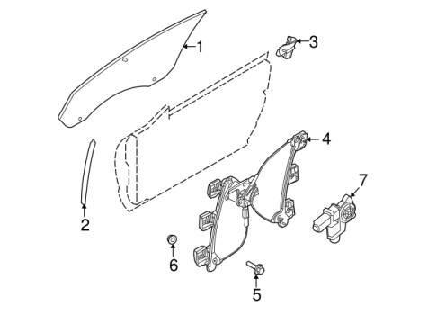 4R3Z7621411AA Ford (Door Glass - Driver side (Left) - Convertible version only)