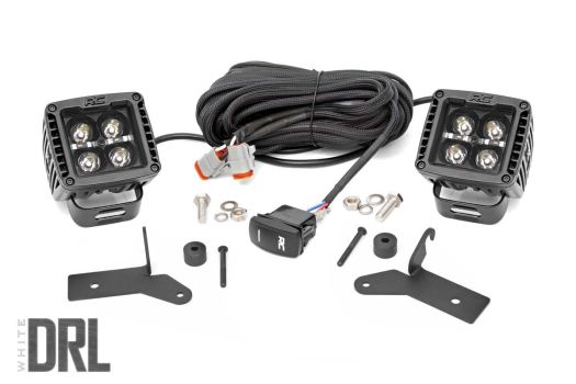 70052DRL Rough Country (JEEP 2-INCH LED LOWER WINDSHIELD KIT (18-21 WRANGLER JL, 20-21 GLADIATOR JT | BLACK-SERIES W/ WHITE DRL))