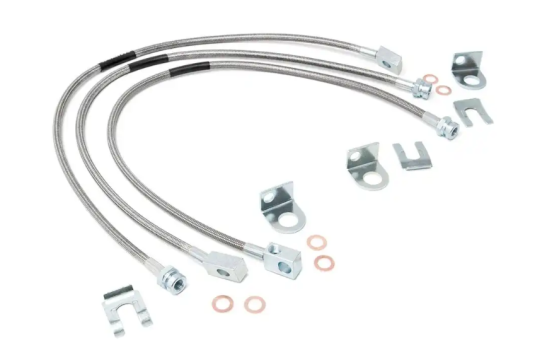 89715 Rough Country (JEEP FRONT & REAR STAINLESS STEEL BRAKE LINES | 4-6IN LIFTS (XJ/YJ/TJ))