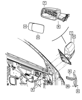 68067727AA Mopar (GLASS, O/S REARVIEW MIRROR LH)