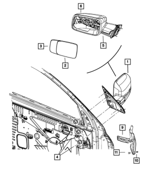 68231243AI Mopar (REAR VIEW MIRROR LH)