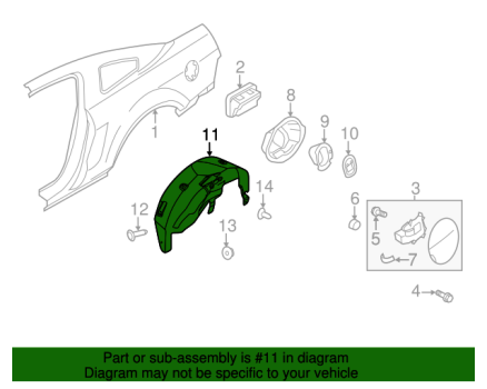 AR3Z63278B51A Ford (Rear Fender Splash Shield - Left (Driver side) Coupe only)