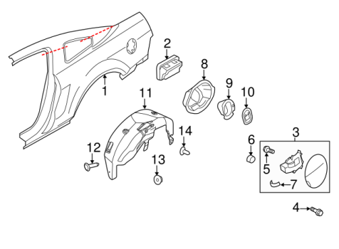 AR3Z63278B51A Ford (Rear Fender Splash Shield - Left (Driver side) Coupe only)