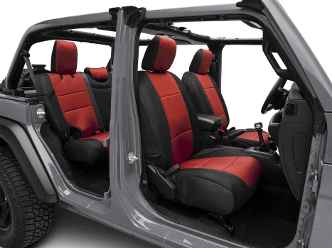 472130 Smittybilt (Neoprene Front and Rear Seat Cover Kit (Black/Red))