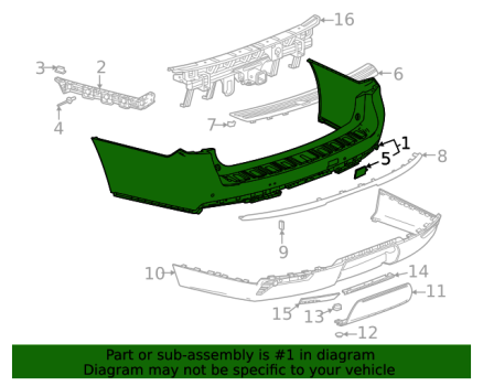 87814042 GM (REAR UPPER BUMPER COVER)