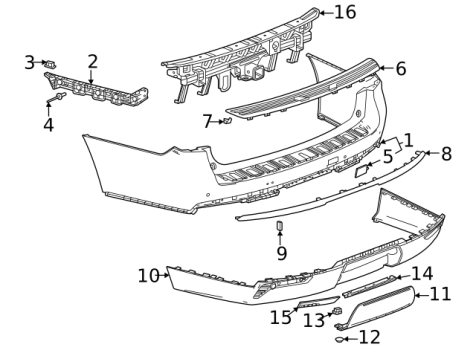 87814042 GM (REAR UPPER BUMPER COVER)