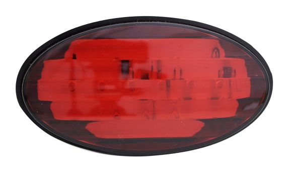 CR-017 Bully Truck (TRAILER HITCH COVER; FITS 2 INCH RECEIVERS; WITH RED LED LIGHT; OVAL; RED/BLACK; ABS PLASTIC)
