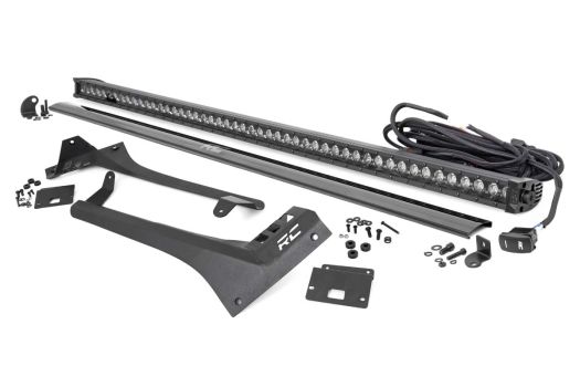 70066 Rough Country (JEEP 50-INCH STRAIGHT LED LIGHT BAR UPPER WINDSHIELD KIT W/ SINGLE-ROW BLACK SERIES LED | WHITE DRL (20-21 GLADIATOR JT, 18-21 W)