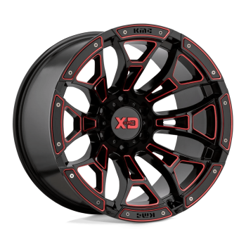 XD84121080918N XD Wheels (XD841 Boneyard 20X10 8X165,1 -18 mm Nero lucido fresato con tinta rossa)