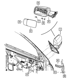 68338375AG Mopar (OUTSIDE MIRROR & GLASS ASSEMBLY)