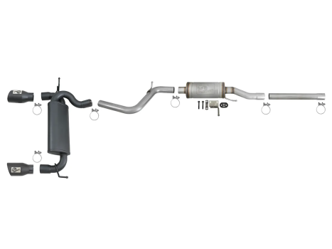 49-48062-B aFe Power (REBEL SERIES 2-1/2 IN 409 STAINLESS STEEL CAT-BACK EXHAUST SYSTEM W/ BLACK TIPS)