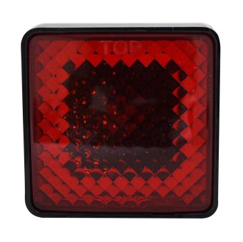 CR-007A Bully Truck (TRAILER HITCH COVER; FITS 2 INCH RECEIVERS; WITH RED 1157 INCANDESCENT LIGHT; SQUARE/TAIL LIGHT; RED/BLACK; ABS PLASTIC)