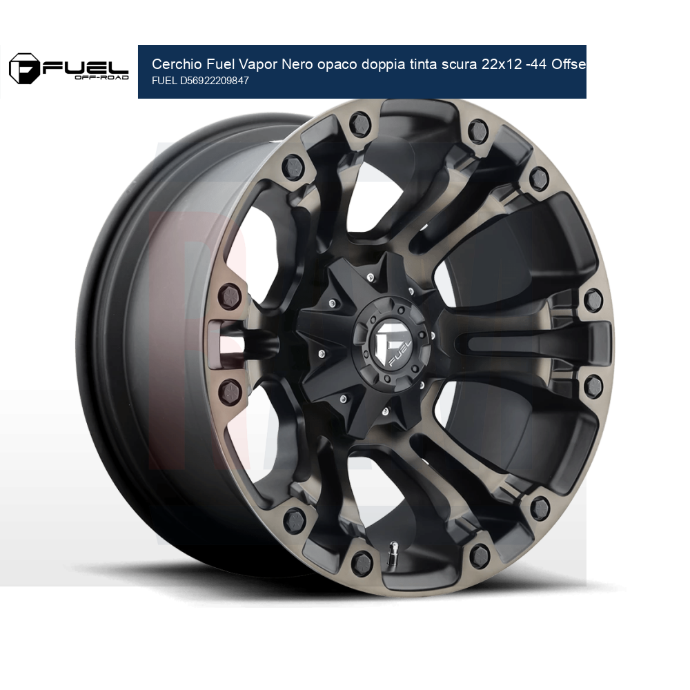 Cerchio Fuel Vapor Nero opaco doppia tinta scura 22x12 -44
