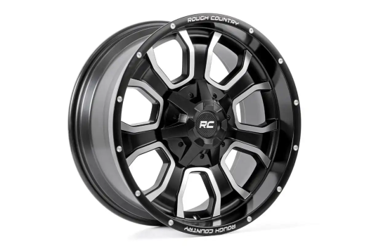 93201012 Rough Country (93 Series Wheel One-Piece | Machined Black | 20x10 | 6x5.5/6x135 | -18mm)