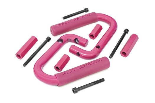 6501PINK Rough Country (JEEP FRONT SOLID STEEL GRAB HANDLES (07-18 WRANGLER JK | PINK))