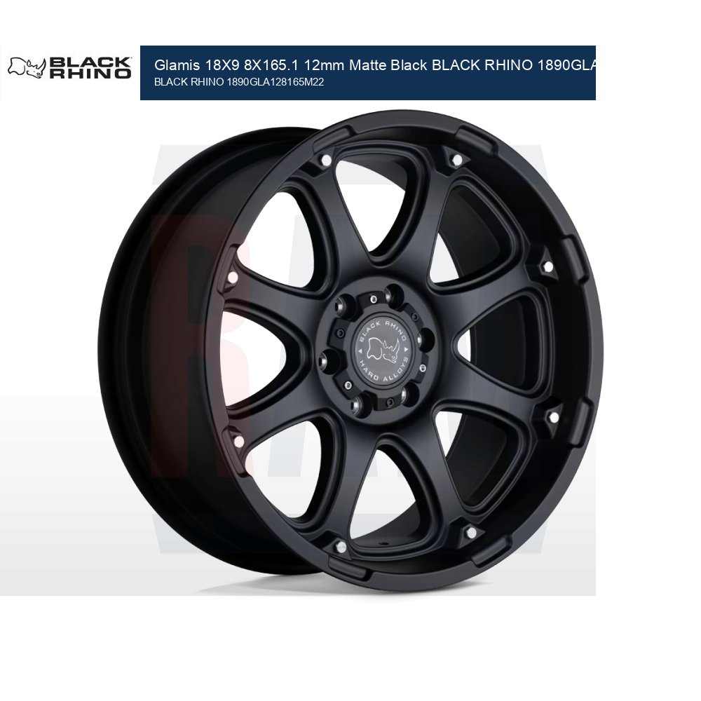 Glamis 18X9 8X165.1 12mm Matte Black BLACK RHINO 1890GLA128165M22