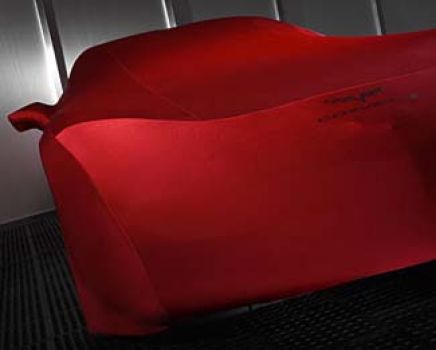 19158377 GM (Premium All-Weather Car Cover in Red w/ Crossed Flags Logo)