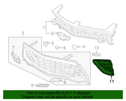 84278554 GM (Front Fog Grille - Driver Side (Left))
