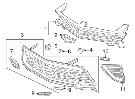 84278554 GM (Front Fog Grille - Driver Side (Left))