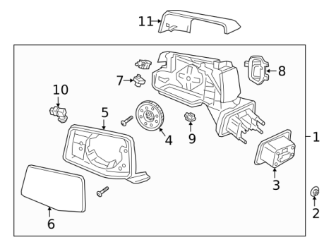 84171576 GM (MIRROR-O/S RR VIEW (REFL GLASS & BKG PLT))