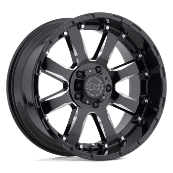 2210SRA-26140B12 Black Rhino (Sierra 22X10 in Gloss Black W/ Milled Spokes w/ 6X5.5 Bolt Pattern -12 Offset)